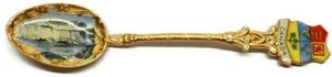 Cuchara de recuerdo esmalte vintage de las Cataratas del Niágara Canadá tono dorado Checoslovaquia - Imagen 1 de 10