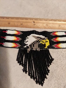 Beaded Choker Eagle And Feathers - Picture 1 of 4