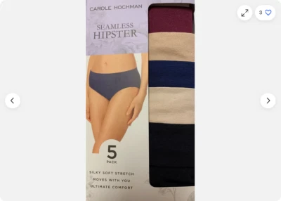 Carole Hochman, Calzoncillos Hipster Sin Costuras para Damas | Paquete de 5 (MULTICOLOR, XL) NUEVOS CON ETIQUETAS Foto 1 de 4