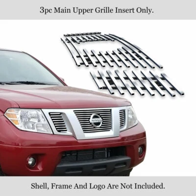 Se adapta a Nissan Frontier 2009-2021 superior acero inoxidable cromo parrilla inserto Foto 1 de 4