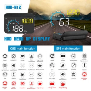 Universal Car GPS OBD2 Speedometer HUD Head UP Display Speed Temp Alarm HD Meter - Picture 1 of 10