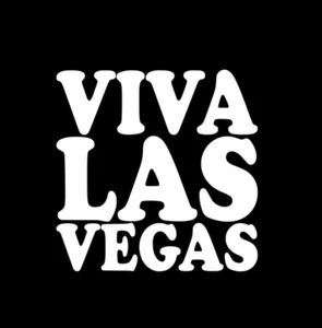 Viva Las Vegas Vinyl Sticker decal WHITE GLOSS 10 x 10 cm - Picture 1 of 2