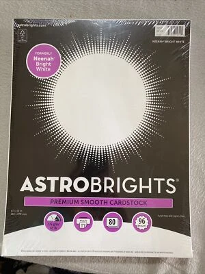 NEW Astrobrights Neenah White 8.5" x 11" 65lb White 80 Sheets I - Image 1 of 2