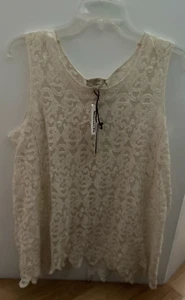 Capri Sioni besticktes Mesh Tank L mit Schlitz halb hinten beige - Bild 1 von 14