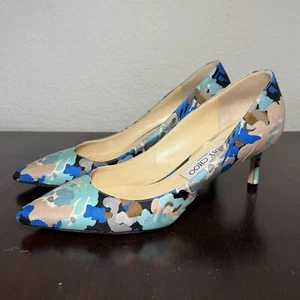 Jimmy Choo Pumps Womens 37.5 US 7.5 Camoflower Floral Pointed Toe - Picture 1 of 22