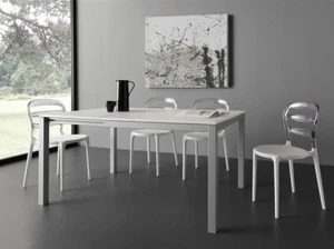TAVOLO QUADRATO ALLUNGABILE 90x90/145 STRUTTURA IN METALLO PIANO NOB.BIANCO 635 - Foto 1 di 3