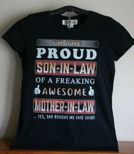 STOLZER SCHWIEGERSOHN DER AUSGEFLIPPTEN TOLLEN SCHWIEGERMUTTER..T-Shirt Damen Large, schwarz - Bild 1 von 5