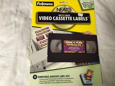 Juego de 20 etiquetas de casete de video Fellowes columna vertebral y cara inyección de tinta y láser Foto 1 de 2