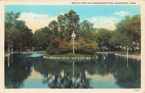 Beauty Spot in Vanderveer Park, Davenport, Iowa PC vintage pubblicato 1936 - Foto 1 di 2