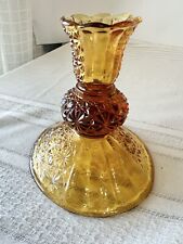 Vintage Fenton Amber Glass Daisy and Button Candlestick