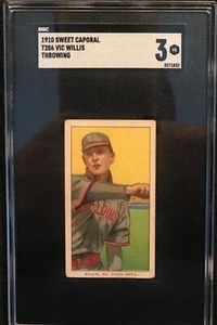 1909-11 T206 Tobacco Baseball Card VIC WILLIS HOF Throwing St. Louis SGC 3 - Picture 1 of 2
