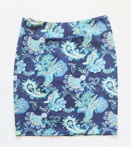 J McLaughlin Blue Paisley Stretch Pencil Skirt Women Size 6 - Picture 1 of 8