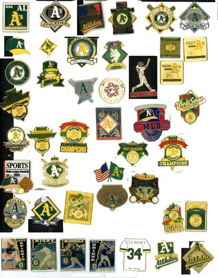 A's Vintage Pin Choice many Pins Oakland Athletics World Series Spring Training - Image 1 of 1