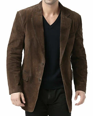 Men's Brown Suede Blazer Jacket - Image 1 of 4