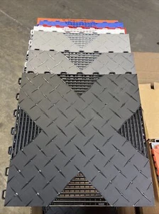 Black … HYBRID-X garage floor tiles. 50 square feet 17” X 17” MADE IN USA - Picture 1 of 24