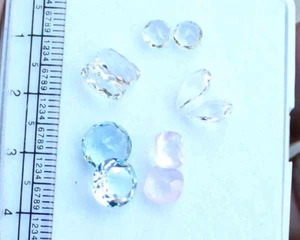 Round Faceted Cut Blue Topaz Green Amethst 9.90 Ct. Mix Loose Gemstone Lot - Picture 1 of 3