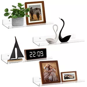 4 Pack Acrylic Shelves for Wall 15" Clear Floating Shelves for BathroomBedroo... - Picture 1 of 8