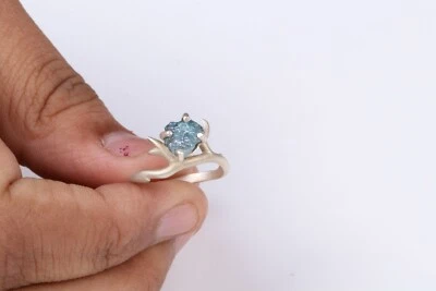Anillo de diamantes en bruto azul natural de 1,55 quilates anillo de rama de ... - Imagen 1 de 4