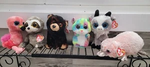  Ty Beanie Boo Plüsch verschiedene Mix 6 Stück Stofftiere große Glitzeraugen - Bild 1 von 7