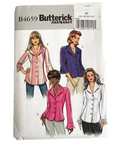 Blusa Camisa Butterick B4659 Rápida y Fácil Patrón Talla FF 16,18,20,22 - Imagen 1 de 2