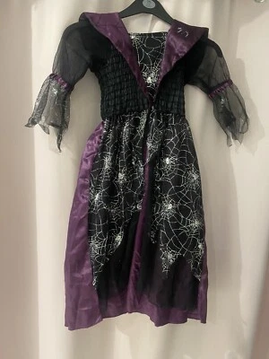 Фиолетовый и черный ведьма карнавальный костюм наряд девочек возраста 7-8 - Изображение 1 из 4