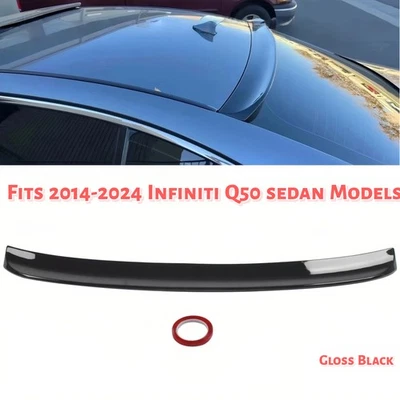 For 14-24 Infiniti Q50 JDM V2 Style Painted Gloss Black Rear Window Roof Spoiler - Image 1 of 4