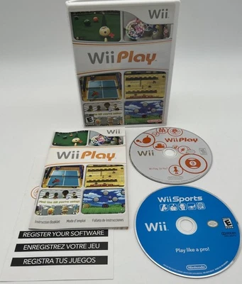 Wii Sports (Disc) And Wii Play (CIB) Lot (Nintendo Wii)  Tested & Working VGUC - Image 1 of 4