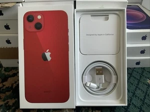 Apple iPhone 13 Red Empty Box WITH CHARGER & LEAFLET PACK fast dispatch - Zdjęcie 1 z 4