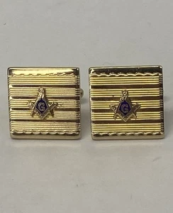 Vintage Masonic Scottish Right Gold Tone 3/4” Cuff Links - EUC - Picture 1 of 5