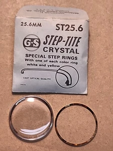 Vintage NOS GS Step-Tite ST25,6 25,6mm Armbanduhr Kristall - mit 2 Panzerringen - Bild 1 von 6