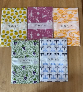 Set of 5 Japanese Tenugui Towels Cotton Cloth Fabrics  Autumn Seasonal pattern - Picture 1 of 6