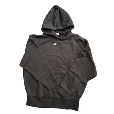 Reebok Hoodie Womens's Small Lux Oversized Pullover Sweatshirt Black Embroidered - Image 1 of 4