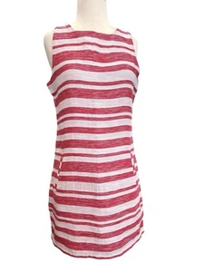 Size Small Cupcakes and Cashmere Womens Striped Shift Dress Preppy Coral White - Picture 1 of 10