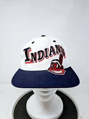 VINTAGE Cleveland Indians The Game Big Logo Spellout Snapback Hat MLB Used - Image 1 of 4