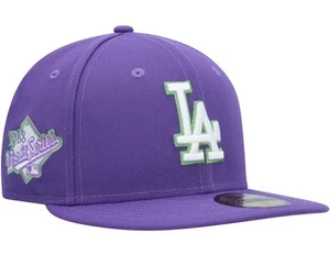 Men's New Era Purple Los Angeles Dodgers Lime Side Patch 59FIFTY Hat Size 7 7/8 - Picture 1 of 7