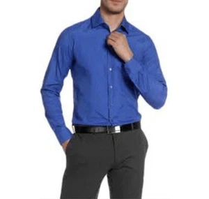Calvin Klein Shirt Men’s 34/35 NonIron Slim Fit Blue 15-15,5 Office Dress Shirt - Picture 1 of 8