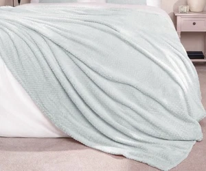 Dreamscene Waffle Mink Throw. Duck Egg Blue. Double. Bnip. - Picture 1 of 7