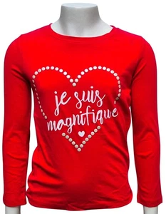 NEXT Kids Girls Lovely Long Sleeve Red White Pullover 100% Cotton T-Shirt Top - Picture 1 of 2