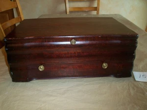VINTAGE ANLAUFGESCHÜTZT HOLZ SILBERBESTECK BESTECK 2 ETAGEN AUFBEWAHRUNGSBOX KOMMODE MIT EINER SCHUBLADE - Bild 1 von 15