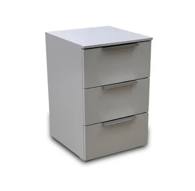 Furniture Village Rauch 'Formes' A142b Silk Grey Decor 3 Drawer Bedside Chest - Image 1 of 4