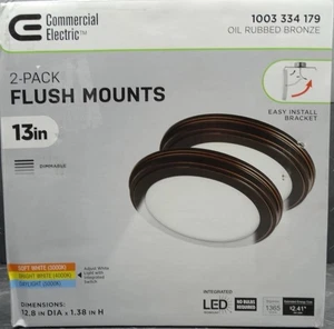 Commercial Electric Ceiling Flush Mount Color Changing LED Dimmable (2-Pack) - Picture 1 of 4