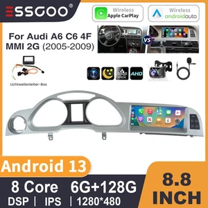 Radio Coche 8.8" Android 13 Carplay GPS Cam 6+128G Para Audi A6 C6 4F MMI 2G 05-09 - Imagen 1 de 19