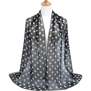 NEW Womens Classic Polka Dot Print Shawl Chiffon Sheer Scarf Black and White - Picture 1 of 3