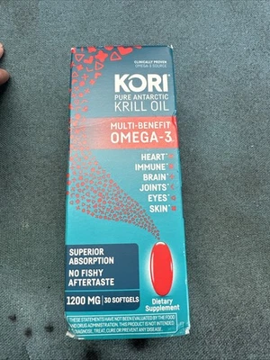 KORI PURE ANTARTIC KRILL OIL 600MG, 60 SOFTGELS Exp 06 /2026 - Image 1 of 3