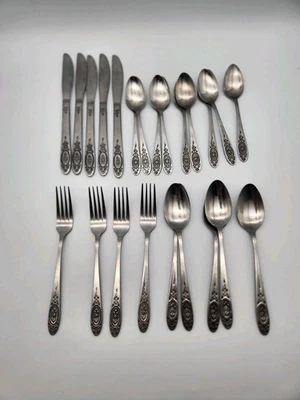 T & N Stylecraft Stainless Flatware Victorian Rose Vignette Lot Japan 23 Pieces - Image 1 of 4