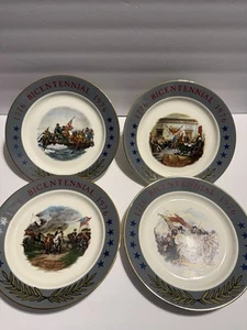 1976 Bicentennial Plates Set of 4 Sabina Line Revolutionary War Scenes USA - Picture 1 of 11