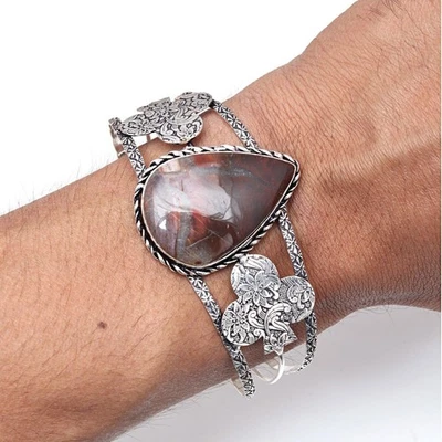 Stick Agate Gemstone Handmade Jewelry Cuff Bracelets 7''Adjustable - Image 1 of 4