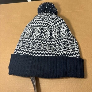 Gorro Lands End Azul Marino Blanco Fair Isle Pom Pom Tejido Talla Única Nuevo Con Etiqueta - Imagen 1 de 8