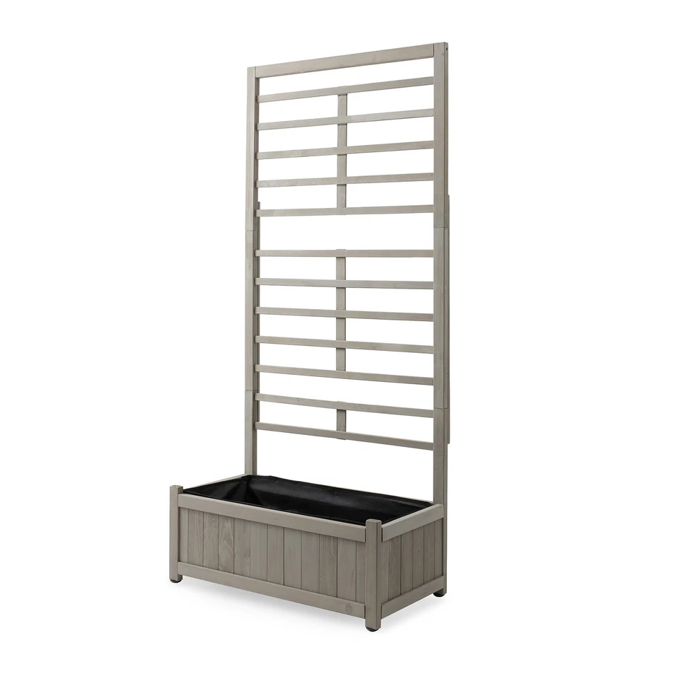 Raised Garden Bed - Wood Planter Box with Ladder Trellis - Gray - Image 1 of 1