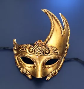 Gold Venetian Masquerade Costume Mardi Ball Prom Party Wedding eye Mask Girl - Picture 1 of 1